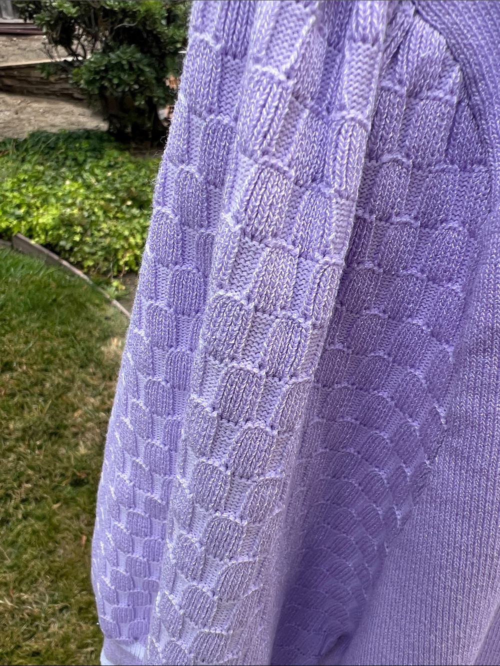 Nanette Lepore Lavender and White V‑Neck Short Sleeve Cardigan - Picture 8 of 8